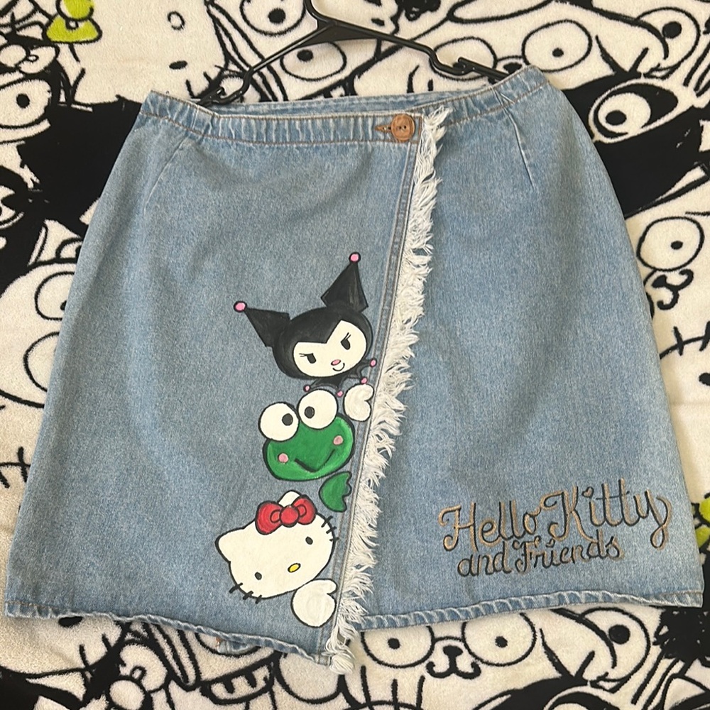 Hello Kitty Denim Skirt with Characters